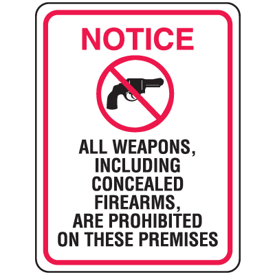 Guns prohibited sign on private property