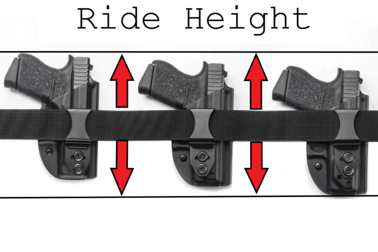 Adjustable ride height holsters