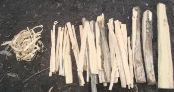 Creating Kindling with pocket knives